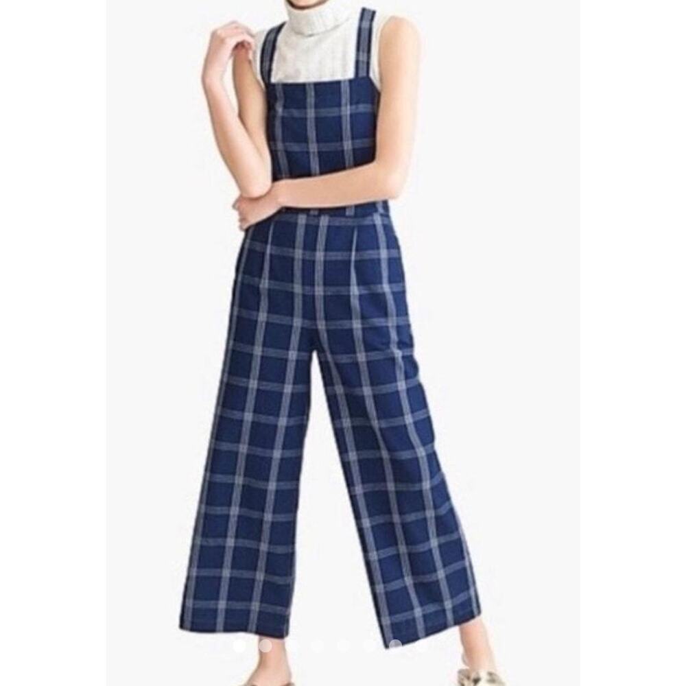 J. Crew Blue Plaid Jumpsuit